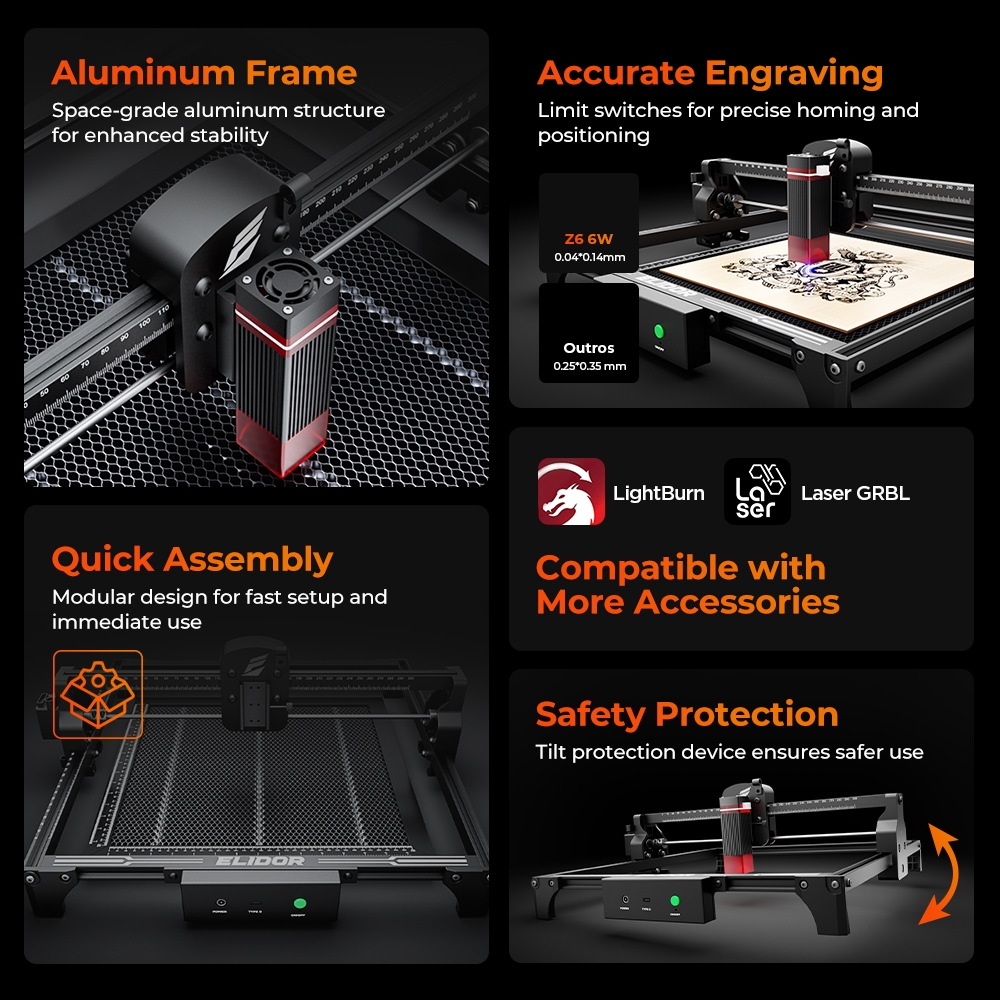 ELIDOR Z6 6W Laser Engraver an - Industrial Laser Cutter ulasan dan harga