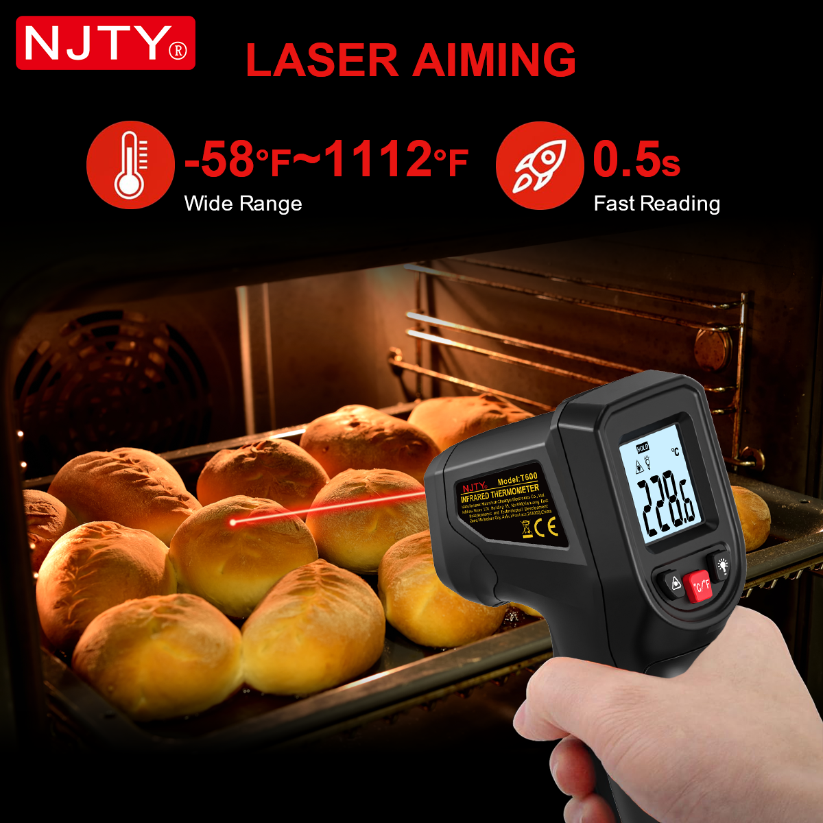 NJTY T600 Infrared Thermometer - Industrial Laser Blaster ulasan dan harga