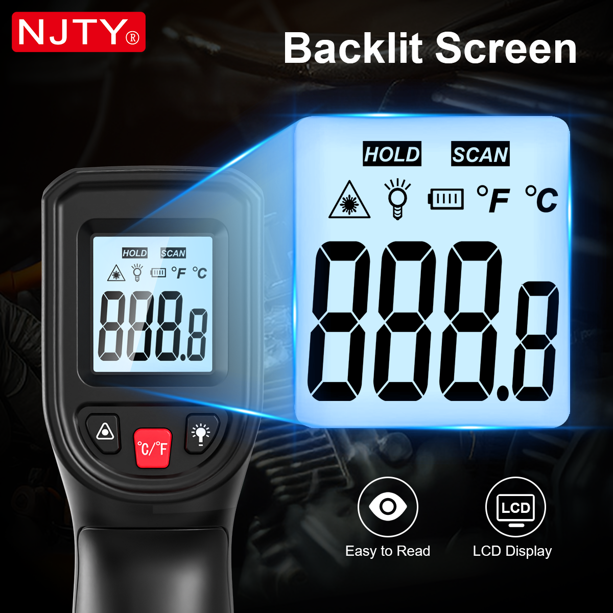 NJTY T600 Infrared Thermometer - Industrial Laser Blaster ulasan dan harga